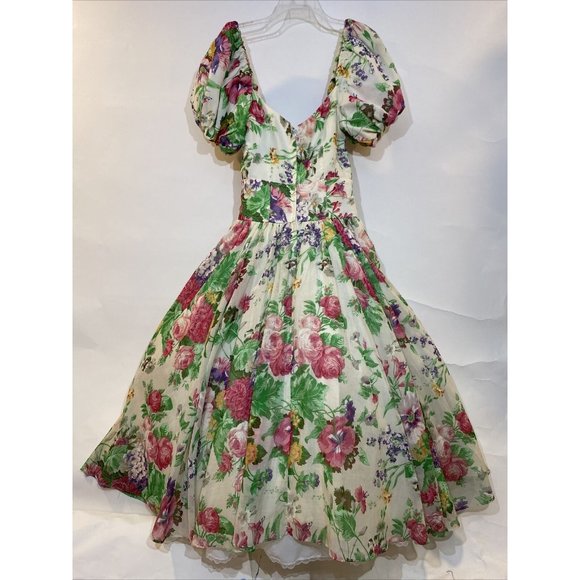 VTG Cachet Bari Protas Small Prom Dress Cupcake Full Southern Belle 80s does 50s - Picture 4 of 12